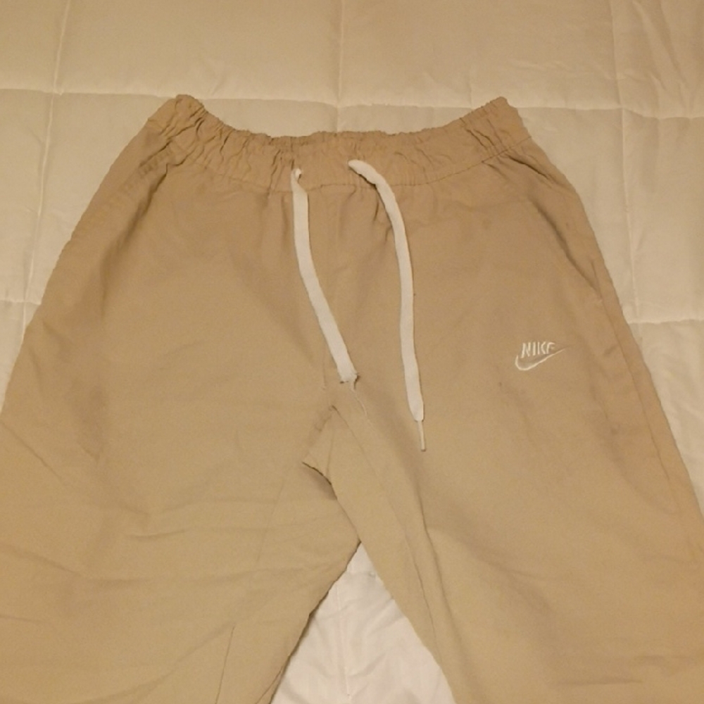 Nike Kids Tan Drawstring Sweatpants with White Logo
